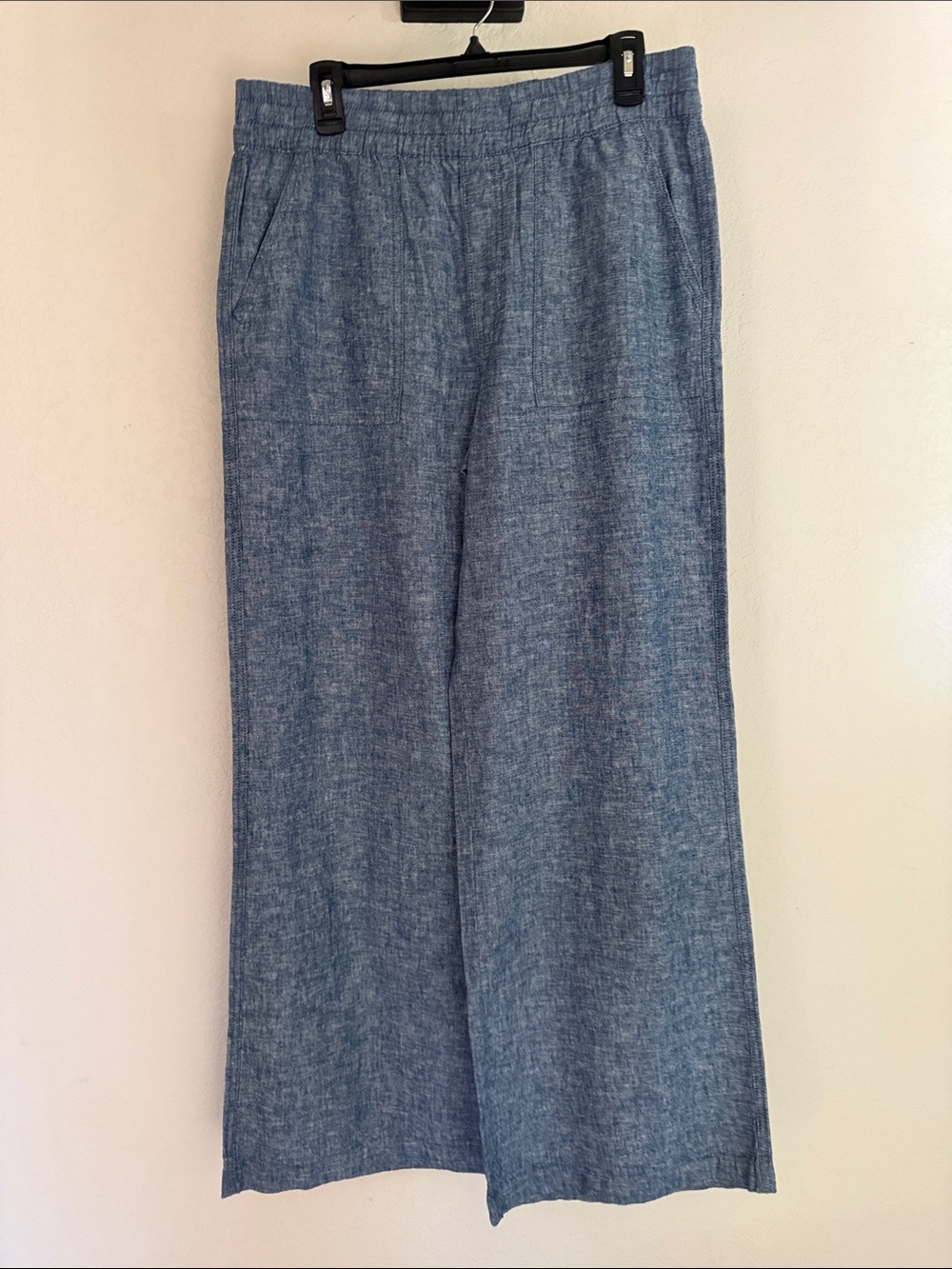 NWOT. Linen Wide-Leg Casual Pants in Heather Blue.